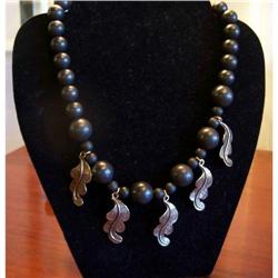 EXTASIA Etched Bronze Leaf Necklace #2066036