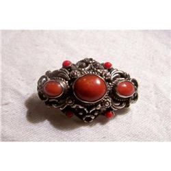 Silver and Coral Brooch #2066043