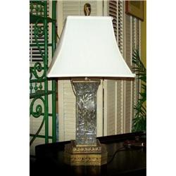 1930s Cut Crystal &amp; Filigree Brass Lamp #2066050