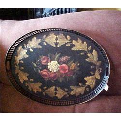 Large Antique Oval Tole Tray, Fine Hand #2066053