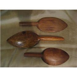 three small hand carved wooden grain spoons #2066151
