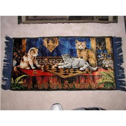 Antique Pictorial/Sleigh Cat Rug #2066373