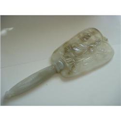 Chinese carved Celadon jade fan #2066399