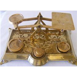 Scales English c1940 Brass  with weights #2066410