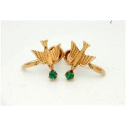 10K Gold Bird Earrings  /vintage screwbacks  #2066756