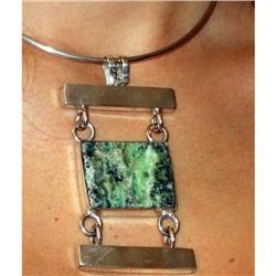 Unique Silver Serpentine Jade  necklace  #2066786