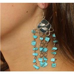 SILVER Turquoise and agate Earrings  #2066787