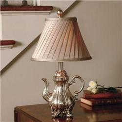 GEORGIAN EMBOSSED SILVER TEAPOT SILK LAMP  #2066829