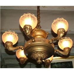 French Brass chandelier 6 lights   #2066932