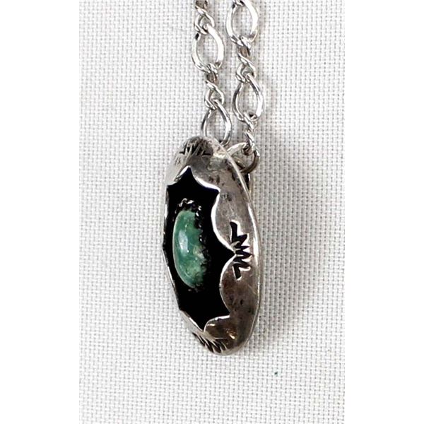 Navajo Sterling Turquoise Pendant Necklace
