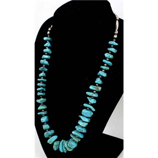 Navajo Sterling Turquoise Nugget Necklace