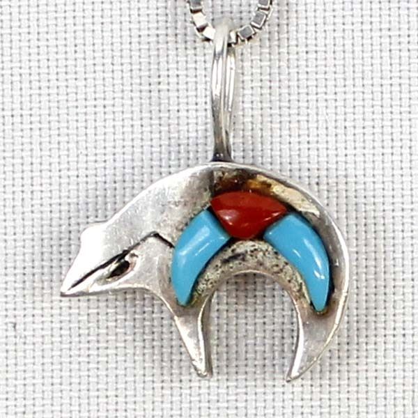 Navajo Double Sided Bear Pendant Necklace