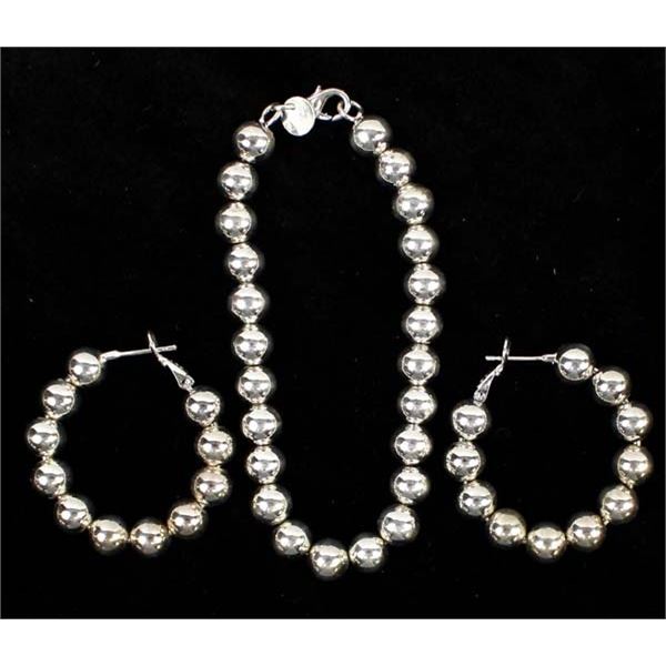 Silver Bead Earrings and Bracelet