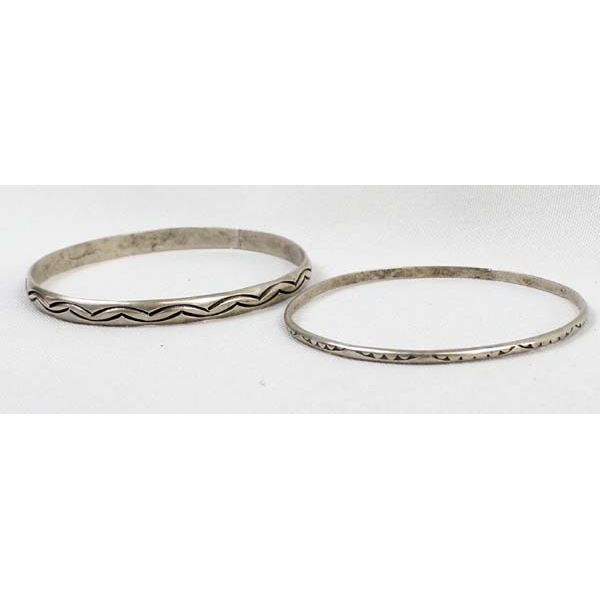2 Navajo Sterling Bangle Bracelets