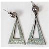 Image 1 : Taxco Sterling Chip Inlay Pierced Earrings