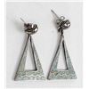 Image 5 : Taxco Sterling Chip Inlay Pierced Earrings