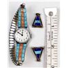 Image 10 : 2 Sets Navajo Sterling Turquoise Watch Band Tips