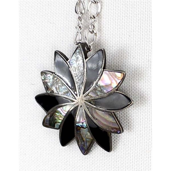 Mexican Sterling & Abalone Pin Pendant