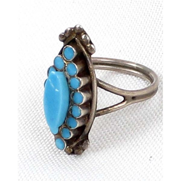 Navajo Sterling Turquoise Ring, Size 7.75
