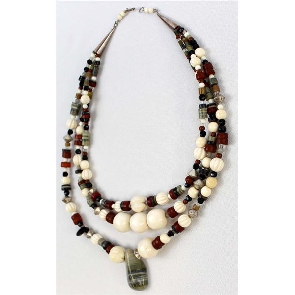Ethnic 3 Strand Pendant Necklace