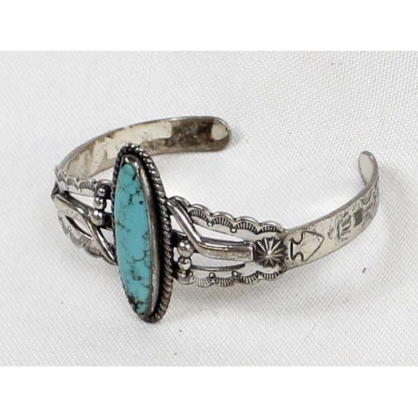 Navajo Route 66 Sterling Turquoise Cuff Bracelet