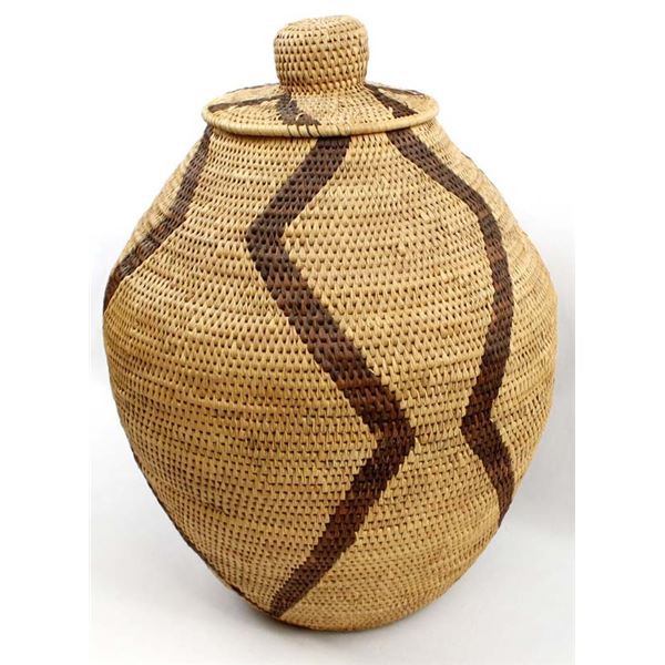 Vintage African Botswana Lidded Basket