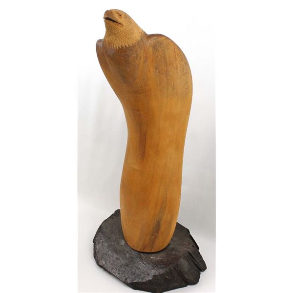 Large Navajo Carved Cedar Wood Eagle by Keyionie