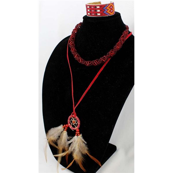 Navajo Beaded Bracelet, Bead Necklace, & Necklace