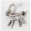 Image 1 : Navajo Sterling Turquoise Goat Pin