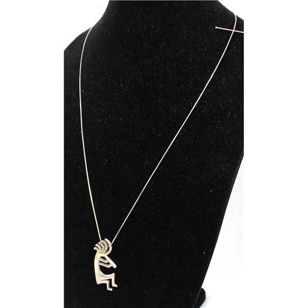 Navajo Sterling Kokopelli Pin Pendant Necklace