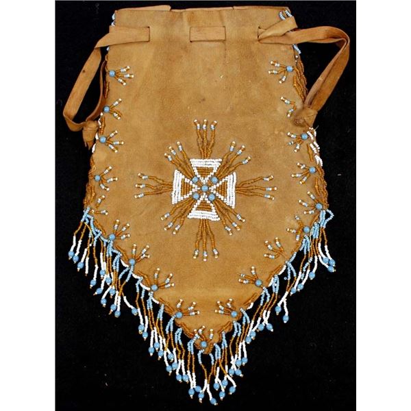 Vintage Native American Beaded Leather Bag