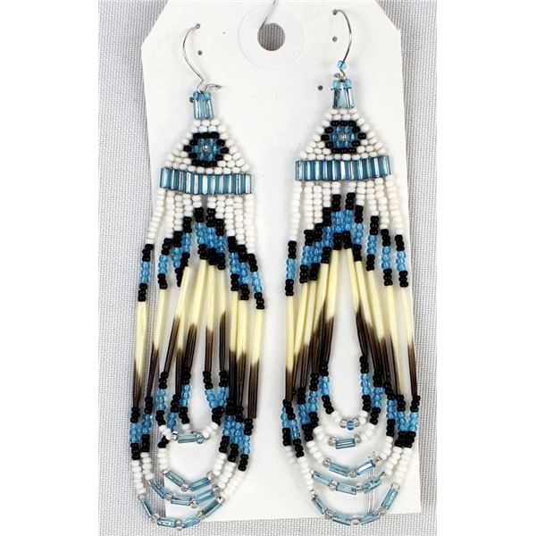 Sioux Beaded Porcupine Quill Earrings