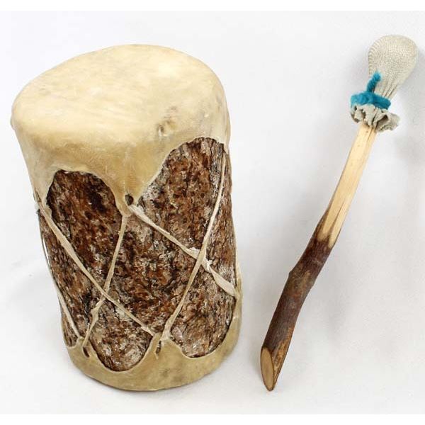 Vintage Native American Hide and Log Drum