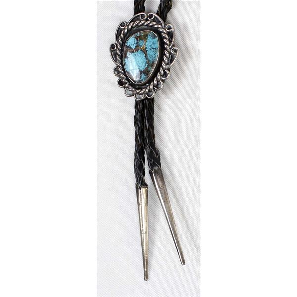 Navajo Sterling Turquoise Bolo Tie