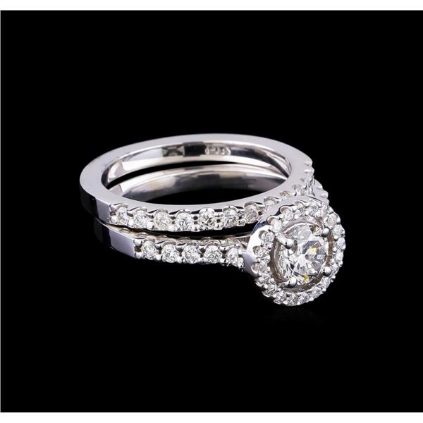 1.23 ctw Diamond Wedding Ring Set - 14KT White Gold