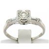 Image 1 : 18k White Gold Round & Baguette VVS Diamond Engagement Solitaire Ring