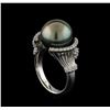 Image 4 : Pearl and Diamond Ring - 14KT White Gold