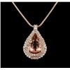 Image 1 : 14KT Rose Gold GIA Certified 49.49 ctw Morganite and Diamond Pendant With Chain