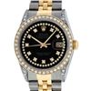 Image 1 : Rolex Mens 2 Tone Black Diamond Lugs 36MM Datejust Wristwatch Oyster Perpetual