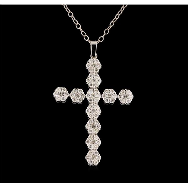 2.23 ctw Diamond Cross Pendant With Chain - 14KT White Gold