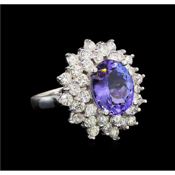 14KT White Gold 5.05 ctw Tanzanite and Diamond Ring