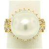 Image 3 : 18K Yellow Gold  13.3mm South Sea Pearl Ring w/ Marquise & Round Diamonds