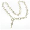 Image 1 : Elaborate JUDITH RIPKA Solid .925 Sterling Silver Chain w/ Diamonique Key Enhanc