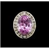 Image 2 : 14KT White Gold 16.20 ctw Kunzite and Diamond Ring