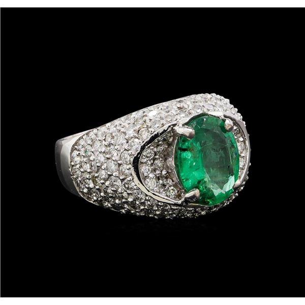 14KT White Gold 2.50 ctw Emerald and Diamond Ring