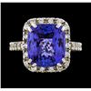 Image 2 : GIA Cert 9.36 ctw Tanzanite and Diamond Ring - 14KT White Gold