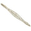 Image 1 : Art Deco 14k White Gold Open Filigree Bar Brooch w/ European Diamond
