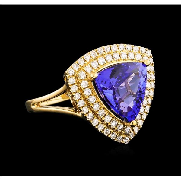 14KT Yellow Gold 4.45 ctw Tanzanite and Diamond Ring