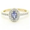 Image 1 : NEW Petite 14K Yellow Gold 0.50 ctw Oval Cut Tanzanite Ring w/ Round Diamond Hal