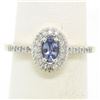 Image 4 : NEW Petite 14K Yellow Gold 0.50 ctw Oval Cut Tanzanite Ring w/ Round Diamond Hal